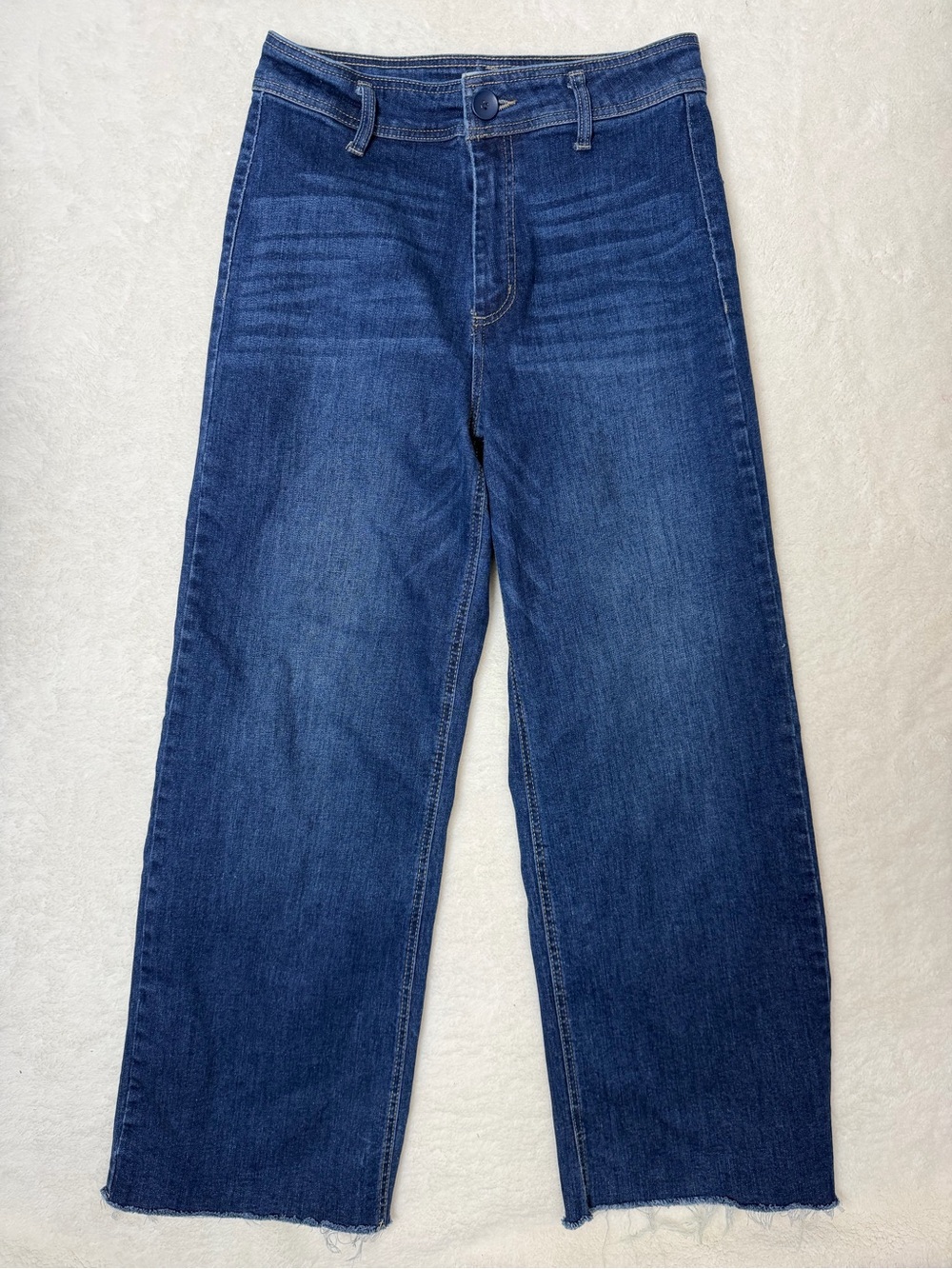 OAT New York Dark Blue Wide Leg Denim Jeans Big Back Pockets Womens Size 8 / 29